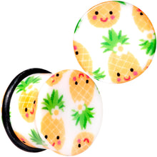 Load image into Gallery viewer, White Acrylic Pretty Pineapple Single Flare Plug Set Sizes 3mm to 16mm
