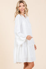 Load image into Gallery viewer, Tiered Notched Flare Sleeve Dress – Playful and Stylish Dress with Flare Sleeves and Notched Neckline

