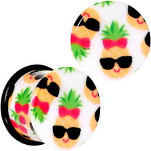 将图片加载到图库查看器，White Acrylic Cool Pineapple Single Flare Plug Set 3mm to 16mm
