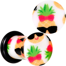 将图片加载到图库查看器，White Acrylic Cool Pineapple Single Flare Plug Set 3mm to 16mm

