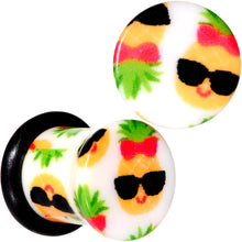 将图片加载到图库查看器，White Acrylic Cool Pineapple Single Flare Plug Set 3mm to 16mm
