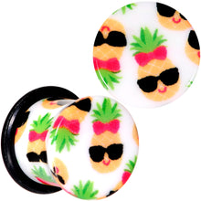将图片加载到图库查看器，White Acrylic Cool Pineapple Single Flare Plug Set 3mm to 16mm
