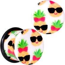 将图片加载到图库查看器，White Acrylic Cool Pineapple Single Flare Plug Set 3mm to 16mm
