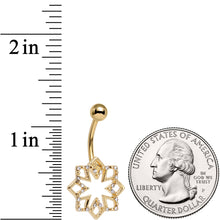 将图片加载到图库查看器，Clear Gem Gold Tone Simply Snowflake Belly Ring
