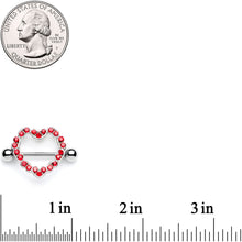 Load image into Gallery viewer, 14G 7/16 Red Gem Red Hot Hearts Nipple Shield Set
