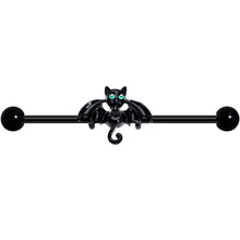 Load image into Gallery viewer, 14G Black Halloween Vampire Bat Industrial Barbell 38mm

