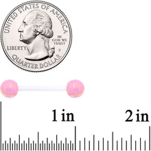 Load image into Gallery viewer, Flexible Acrylic Iridescent Pink Disco Ball Barbell Tongue Ring

