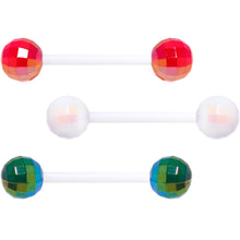 Load image into Gallery viewer, Flexible Acrylic Holiday Disco Ball Barbell Tongue Ring Set of 3
