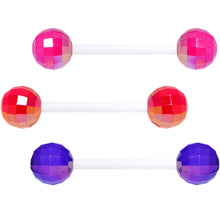 Load image into Gallery viewer, Flexible Acrylic Valentine Disco Ball Barbell Tongue Ring Set of 3
