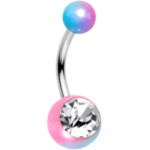 Load image into Gallery viewer, Clear Gem Blue Pink Ombre Pearlescent Acrylic Belly Ring
