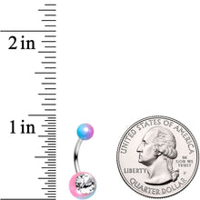 Load image into Gallery viewer, Clear Gem Blue Pink Ombre Pearlescent Acrylic Belly Ring
