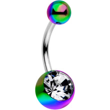 将图片加载到图库查看器，Clear Gem Rainbow Pearlescent Acrylic Belly Ring

