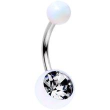 将图片加载到图库查看器，Clear Gem White Pearlescent Acrylic Celestial Rainbow Belly Ring
