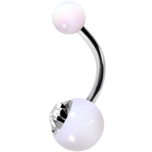 将图片加载到图库查看器，Clear Gem White Pearlescent Acrylic Celestial Rainbow Belly Ring
