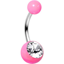 Load image into Gallery viewer, Clear Gem Hot Pink Pearlescent Acrylic Belly Ring
