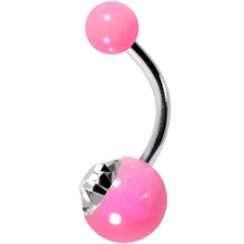 Load image into Gallery viewer, Clear Gem Hot Pink Pearlescent Acrylic Belly Ring

