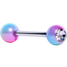 Load image into Gallery viewer, Clear Gem Blue Pink Pearlescent Barbell Tongue Ring
