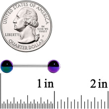 Load image into Gallery viewer, Clear Gem Green Purple Pearlescent Barbell Tongue Ring
