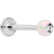 Load image into Gallery viewer, 16G 3/8 Clear Gem White Pearlescent Labret Monroe Tragus
