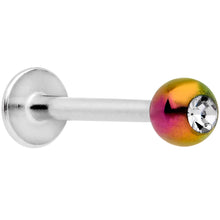 Load image into Gallery viewer, 16G 3/8 Clear Gem Rainbow Pearlescent Labret Monroe Tragus
