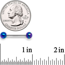 Load image into Gallery viewer, 14G 9/16 Blue Pearlescent Acrylic Barbell Nipple Ring Set
