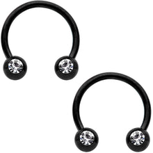 Load image into Gallery viewer, 16G 3/8 Clear Gem Variety Horseshoe Nipple Ring Set of 6
