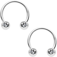 Load image into Gallery viewer, 16G 3/8 Clear Gem Variety Horseshoe Nipple Ring Set of 6
