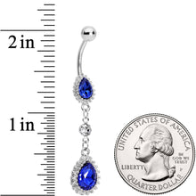 将图片加载到图库查看器，Clear Blue Gem Falling Raindrops Dangle Belly Ring
