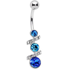 将图片加载到图库查看器，Blue Clear Gem Blues For You Trio Dangle Belly Ring

