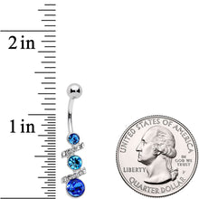 将图片加载到图库查看器，Blue Clear Gem Blues For You Trio Dangle Belly Ring
