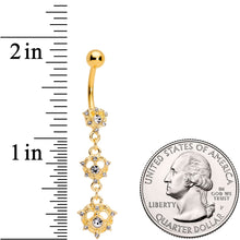 将图片加载到图库查看器，Clear CZ Gem Gold Tone Anodized Triple Heart Dangle Belly Ring
