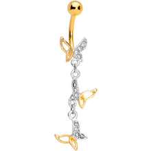 Load image into Gallery viewer, Clear Gem Gold Tone Fly Away Butterfly Dangle Belly Ring
