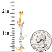 Load image into Gallery viewer, Clear Gem Gold Tone Fly Away Butterfly Dangle Belly Ring
