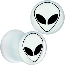 Load image into Gallery viewer, White Matte Glass Alien Head Double Flare Plug Set 6mm to 30mm
