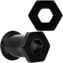 Load image into Gallery viewer, Black Geometric Hexagon Double Flare Tunnel Plug Set 3mm to 25mm
