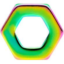 Load image into Gallery viewer, Rainbow Geometric Hexagon Double Flare Tunnel Plug Set 3mm to 25mm
