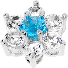 Load image into Gallery viewer, 14G Clear Aqua Cubic Zirconia Gem Flower Dermal Anchor Top
