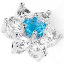 Load image into Gallery viewer, 14G Clear Aqua Cubic Zirconia Gem Flower Dermal Anchor Top
