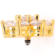 Load image into Gallery viewer, 14G Clear Cubic Zirconia Gem Gold Tone Flower Dermal Anchor Top
