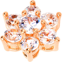 Load image into Gallery viewer, 14G Clear CZ Gem Rose Gold Tone Flower Dermal Anchor Top
