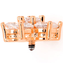 Load image into Gallery viewer, 14G Clear CZ Gem Rose Gold Tone Flower Dermal Anchor Top
