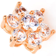 Load image into Gallery viewer, 14G Clear CZ Gem Rose Gold Tone Flower Dermal Anchor Top
