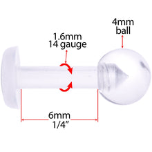 Load image into Gallery viewer, 14G 1/4 Clear Flexible Bioplast Labret Monroe Retainer
