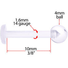 Load image into Gallery viewer, 14G 3/8 Clear Flexible Bioplast Labret Monroe Retainer
