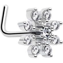 将图片加载到图库查看器，20G 1/4 Clear CZ Gem Flower L Shaped Nose Ring
