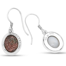 Load image into Gallery viewer, 4.72 Carat Genuine Copper Bloom Drusy and White Topaz .925 Sterling Silver Earrings
