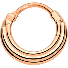 Load image into Gallery viewer, 16G 3/8 Rose Gold Tone Delicate Grooves Hinged Septum Ring
