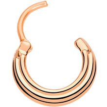 Load image into Gallery viewer, 16G 3/8 Rose Gold Tone Delicate Grooves Hinged Septum Ring
