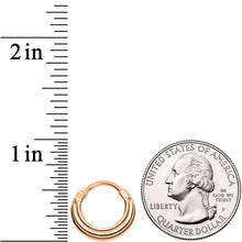 Load image into Gallery viewer, 16G 3/8 Rose Gold Tone Delicate Grooves Hinged Septum Ring
