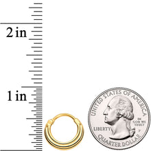 Load image into Gallery viewer, 16G 3/8 Gold Tone Delicate Grooves Hinged Septum Ring
